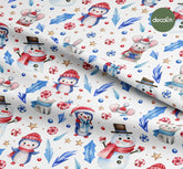 Cute Penguin Rabbit Mouse Snowman Patterned Digital Printed Christmas Fabric